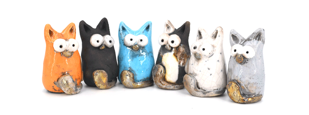 Gattini colorati ceramica raku 